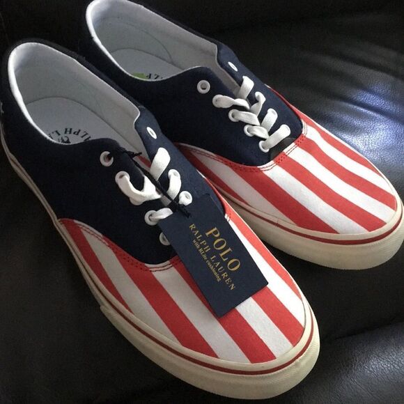Polo by Ralph Lauren Thorton America Flag print 4th of July sneaker canvas shoes - Picture 1 of 4